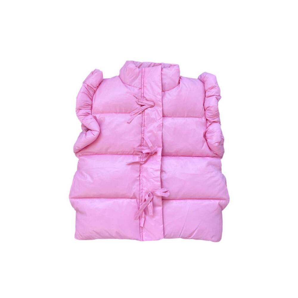NEW TWEENSTYLE girl's ruffle puffer vest with bows in pink